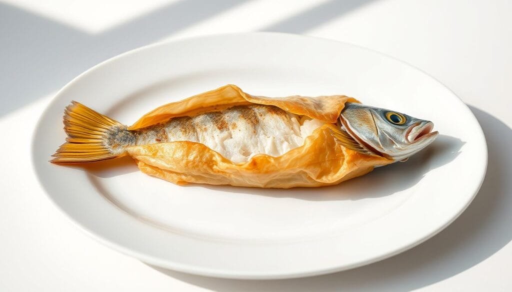 baked fish in filo pastry