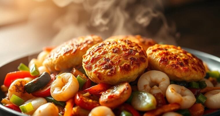 Crispy Fishcakes & Scallop Stir Fry – 20 Min Fusion Recipe