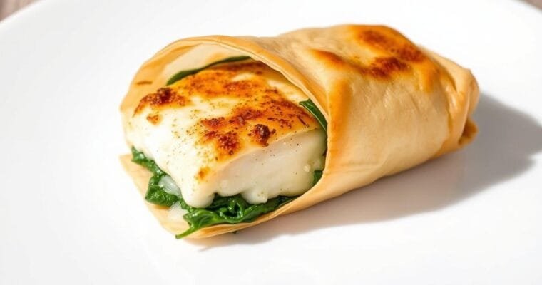 Halibut & Spinach Filo Wrap – A Mediterranean Delight
