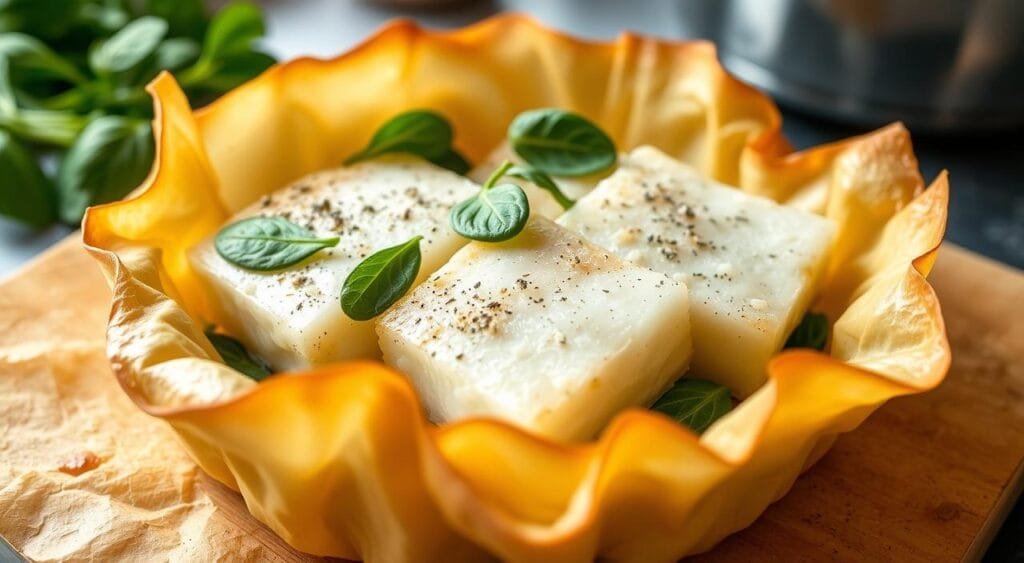 Delicious Halibut & Spinach Filo Wrap Recipe